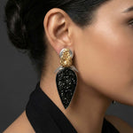 92.5 Silver Designer Onyx Dual Tone Earrings Ivanah Silver