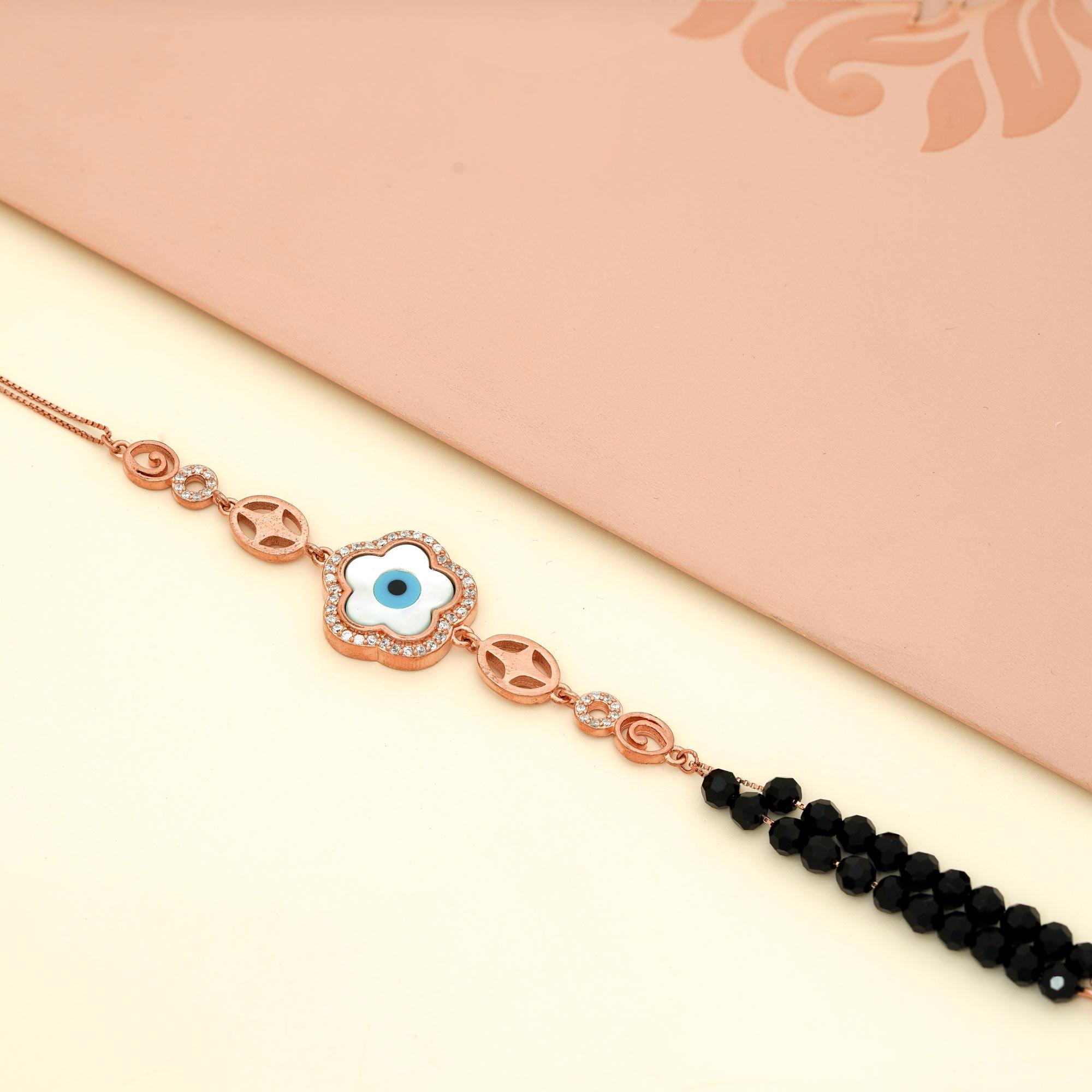 92.5 Sterling Silver Bloomed Evileye Bracelet - Ivanah Silver