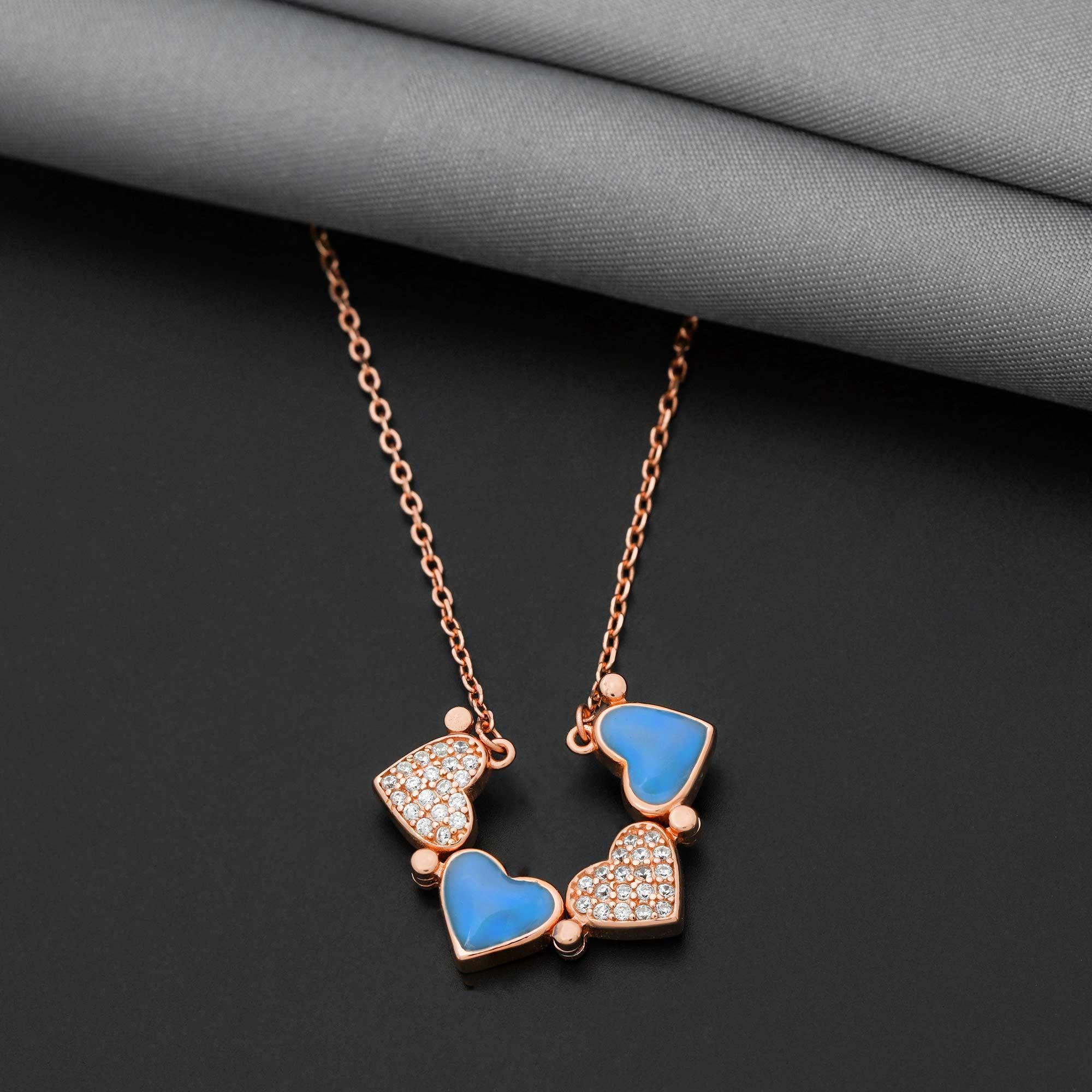 92.5 Sterling Silver Blue Ticker Adaptable Chain With Rose Gold Polish - Ivanah Silver