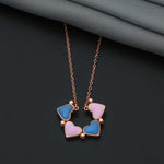 92.5 Sterling Silver Bright Blue Pink Adaptable Chain With Rose Gold Polish - Ivanah Silver