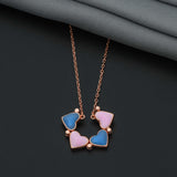 92.5 Sterling Silver Bright Blue Pink Adaptable Chain With Rose Gold Polish - Ivanah Silver