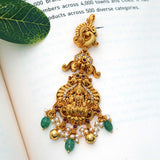 92.5 Sterling Silver Heavenly Godess Lakshmi Nagas Maangtikka With Gold Polish - Ivanah Silver
