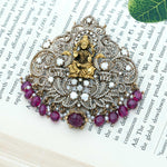 92.5 Sterling Silver Beautiful Godess Lakshmi Nagas Pendant With Gold Polish - Ivanah Silver