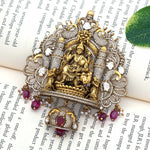 92.5 Sterling Silver Godess Gaga Lakshmi Nagas Pendant With Gold Polish - Ivanah Silver