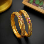 92.5 Silver Sleek Bangle With Gold Polish - Ivanah Silver