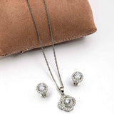 92.5 Silver Rosy Sparkle Chain with Earrings