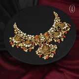 Exquisite Kundan Short Necklace 92.5 Sterling Silver with Gold Polish