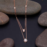 Timeless Dual Charming Pendent with Rose Gold Chain 92.5 Sterling Silver