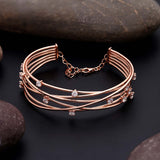 Glossy Modern Bracelet Rose Gold with  92.5 Sterling Silver