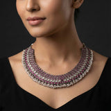 92.5 Silver Oxidised Ruby Necklace Ivanah Silver