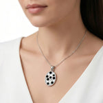 The "Monochrome Wave" Necklace – Modern Silver & Shell Mosaic Pendant Ivanah Silver