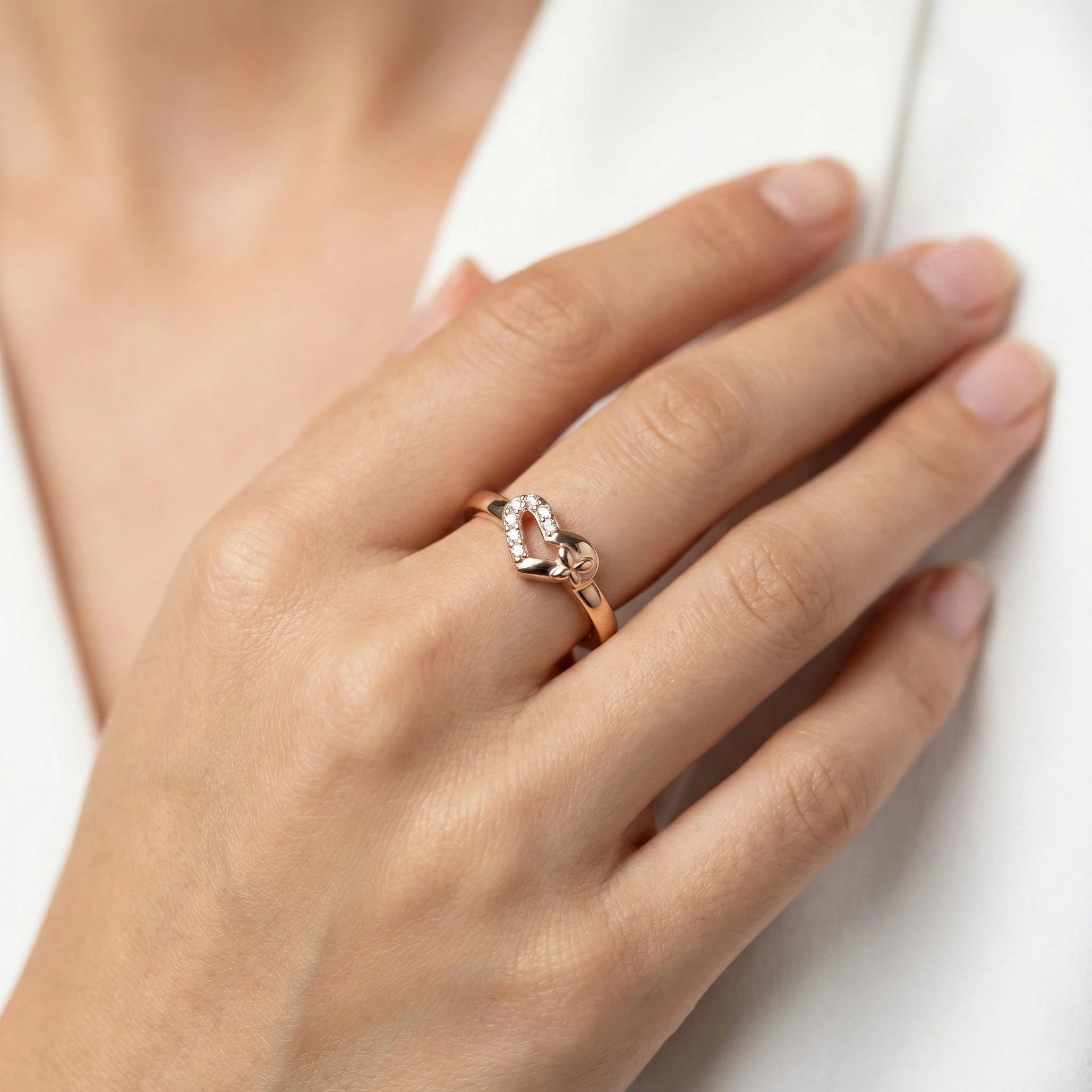 Fluttering Heart Ring | Rose Gold Plated 92.5 Silver Ivanah Silver