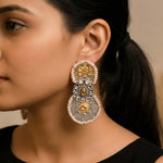 92.5 Silver Designer Dual Tone Earrings Ivanah Silver
