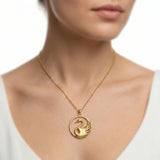 92.5 Sterling Silver Gold Plated Circular Swan Pendant Ivanah Silver
