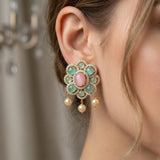 92.5 Silver Gold-Plated Pastel Floral Pearl Stud Ivanah Silver