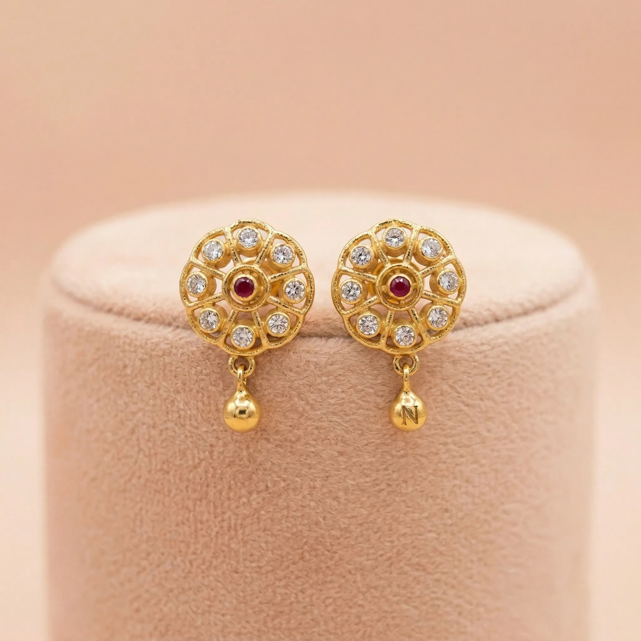 92.5 Silver Gold-Plated Floral Bead Stud Ivanah Silver