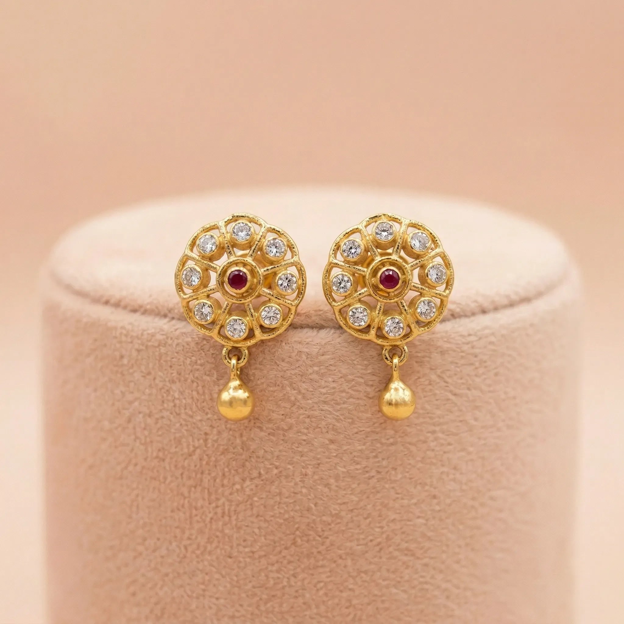 92.5 Silver Gold-Plated Floral Bead Stud Ivanah Silver