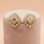 92.5 Silver Gold-Plated Champagne Square Halo Stud Ivanah Silver