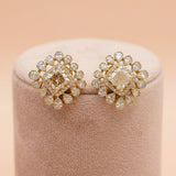 92.5 Silver Gold-Plated Champagne Square Halo Stud Ivanah Silver