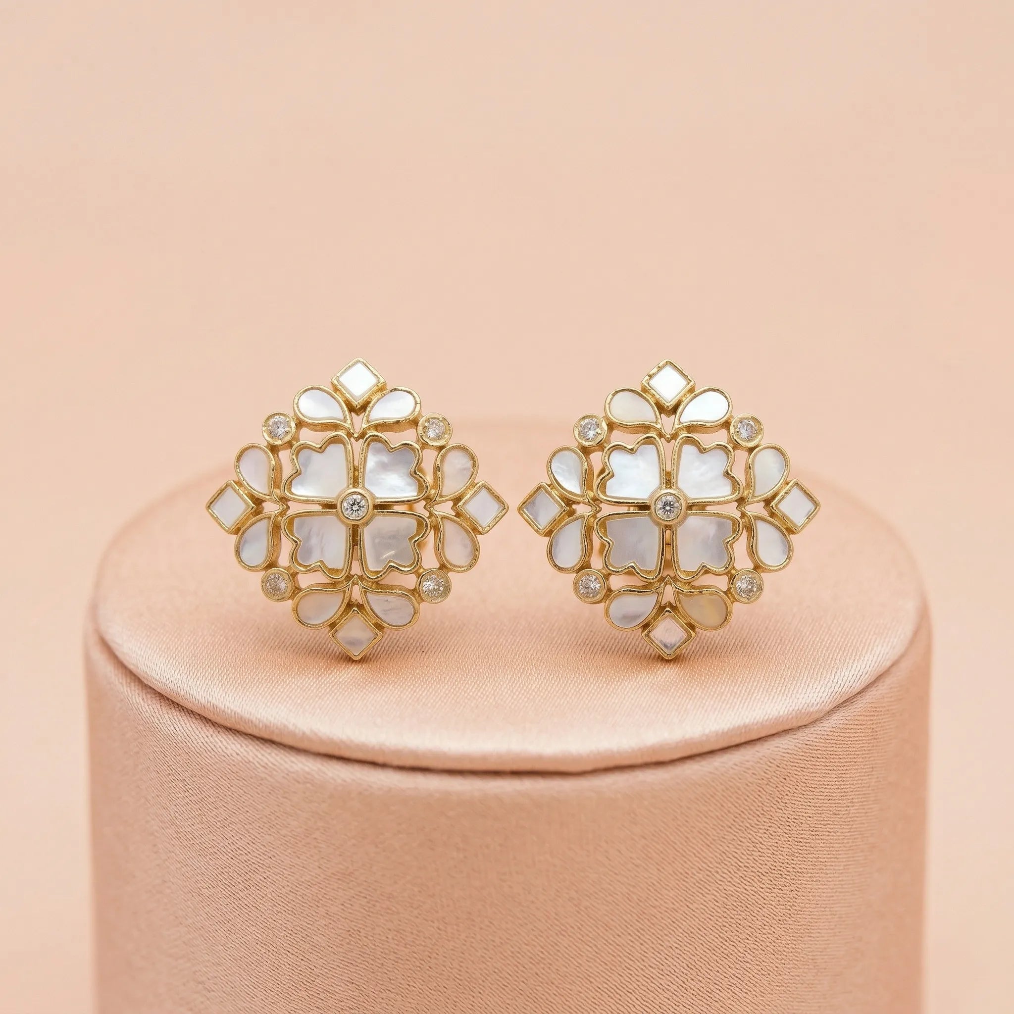 92.5 Silver Gold-Plated White Floral Stud Ivanah Silver
