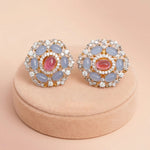 92.5 Gold-Plated Silver Pastel Floral Statement Studs Ivanah Silver