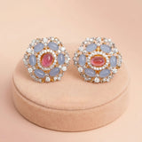 92.5 Gold-Plated Silver Pastel Floral Statement Studs Ivanah Silver