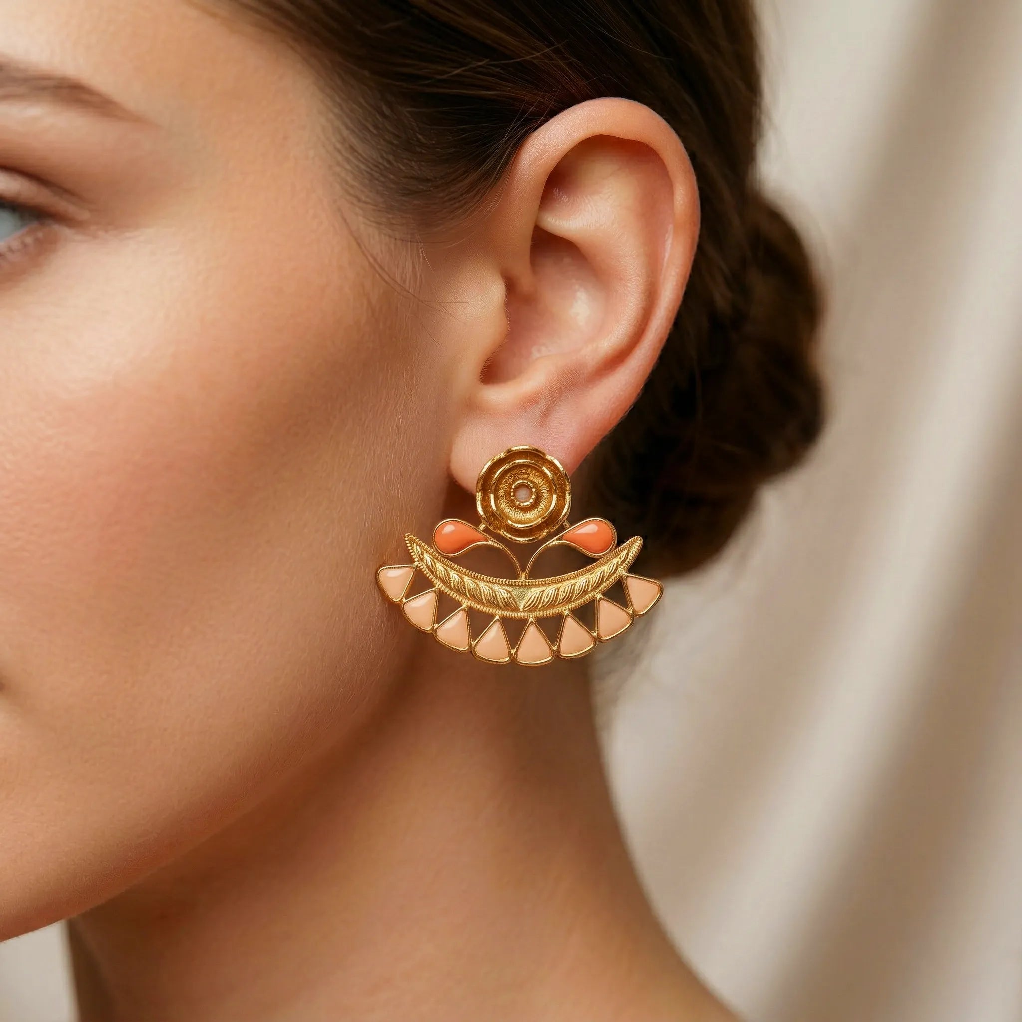 92.5 Silver Gold-Plated Floral Crescent Stud Ivanah Silver