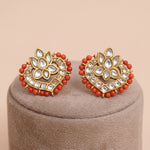92.5 Gold-Plated Silver Coral Bead Stud Ivanah Silver