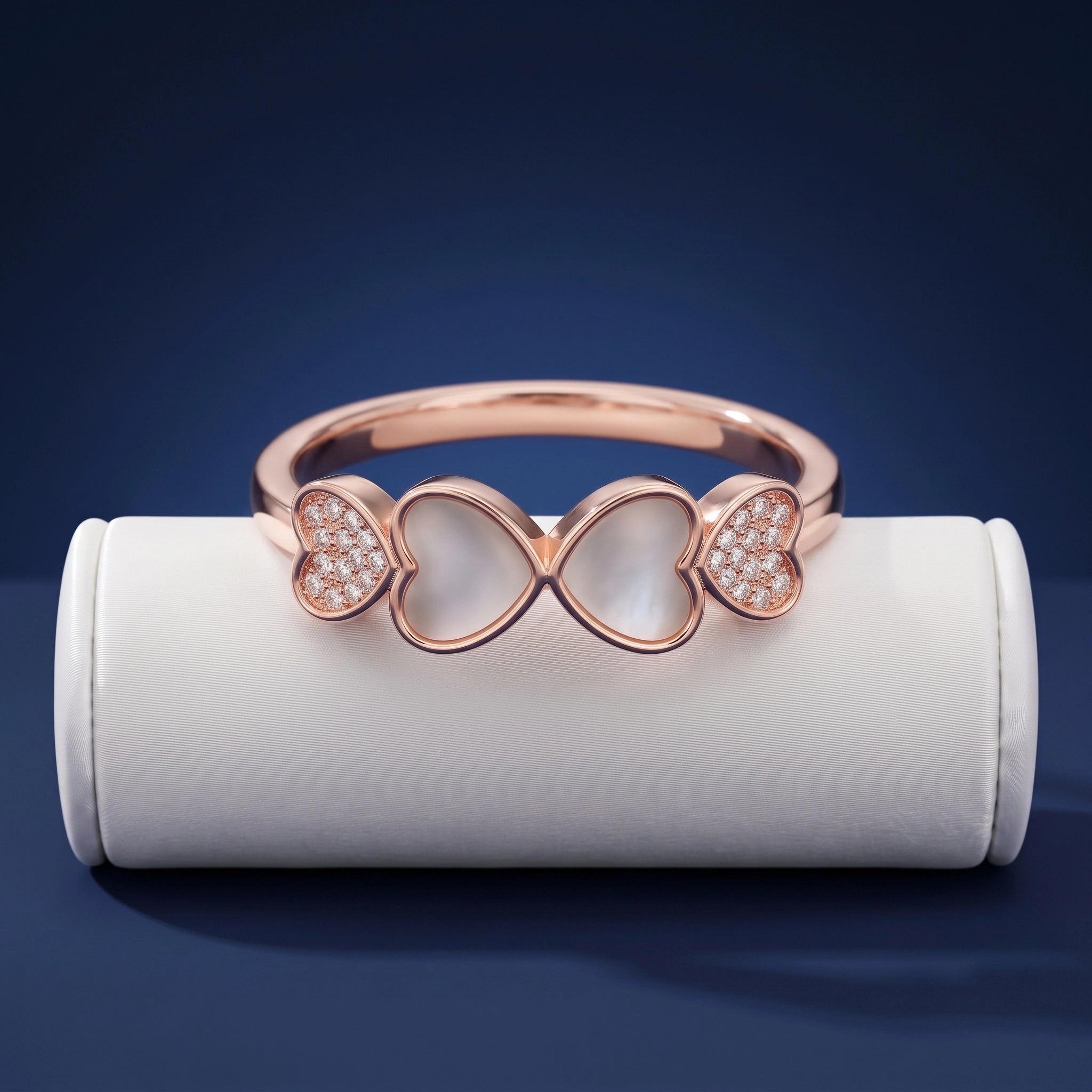 92.5 Silver Rose Gold Plated Delicate Mother-of-Pearl Ring Ivanah Silver