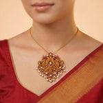 92.5 Silver Gold-Plated Twin Peacock Temple Pendant Ivanah Silver