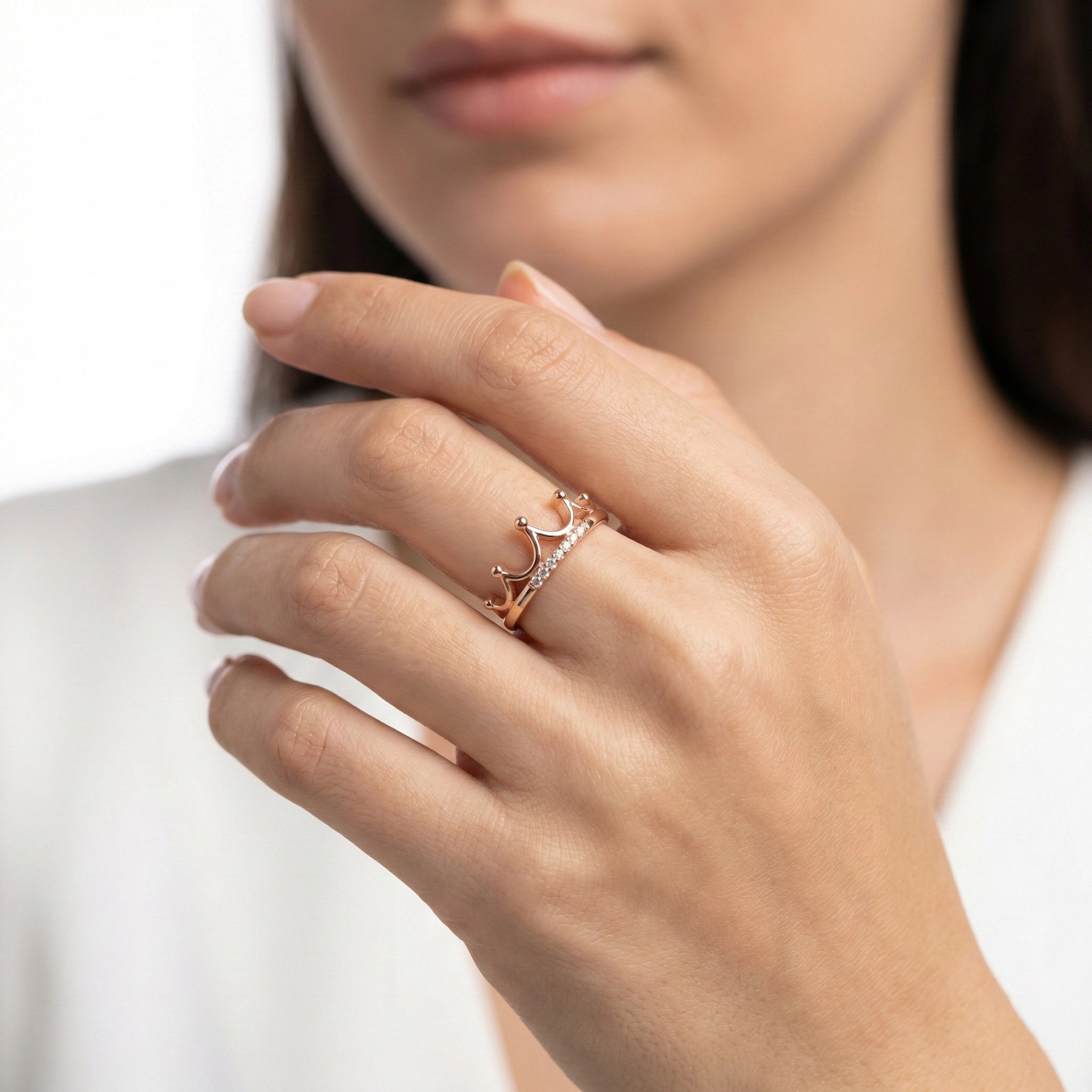 Path of Love" Rose Gold Heart Ring – Pure 92.5 Silver Ivanah Silver