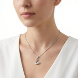 92.5 Silver Rose Gold Graceful Swan Pendant with Chain Ivanah Silver