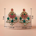 92.5 Silver Ruby & Emerald Pearl Drop Stud Ivanah Silver