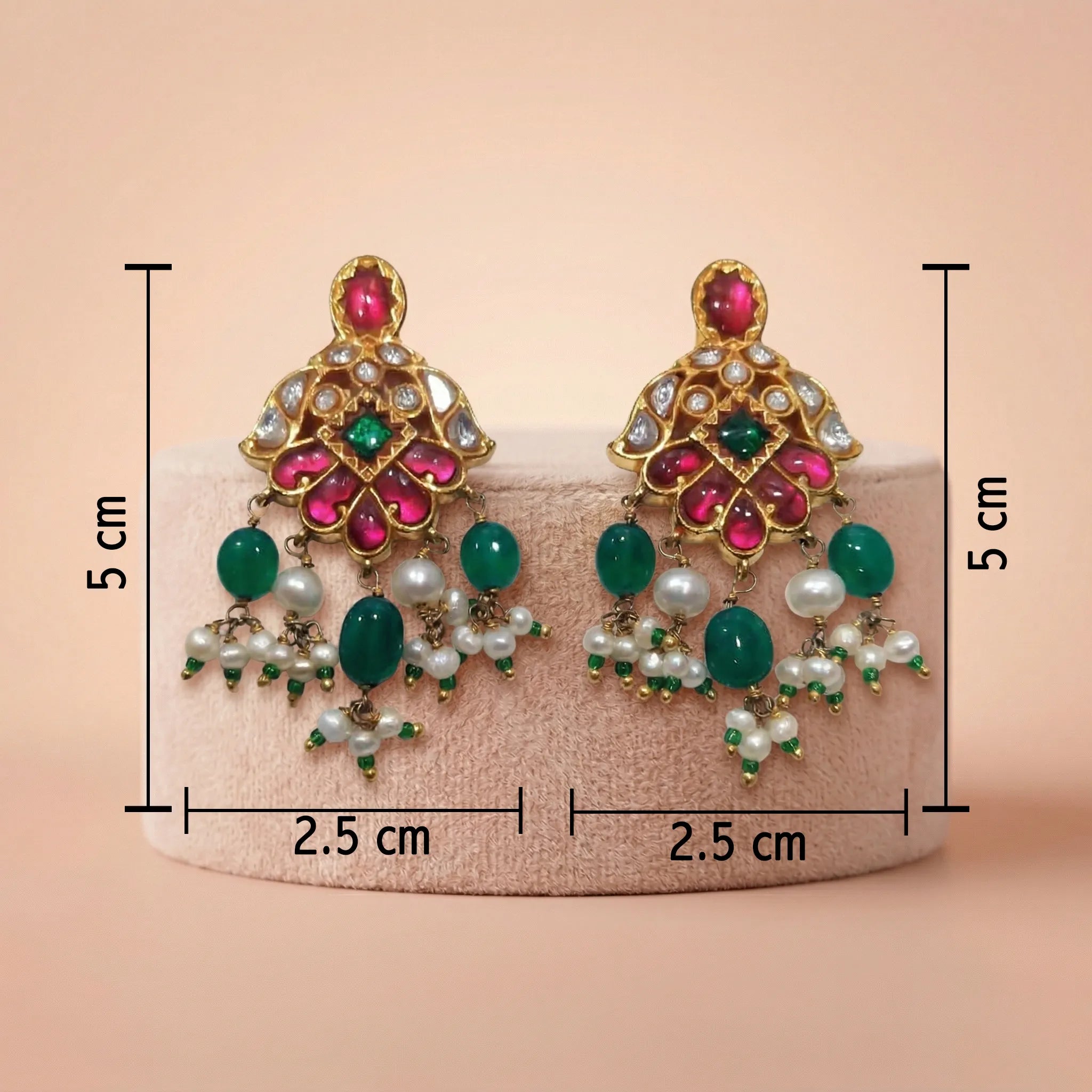 92.5 Silver Ruby & Emerald Pearl Drop Stud Ivanah Silver