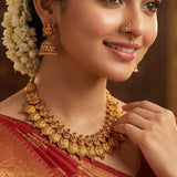 92.5 Silver Gold Plated Lakshmi Coin Necklace with Peacock Motifs Ivanah Silver