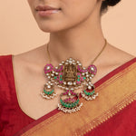 92.5 Silver Gold-Plated Goddess Lakshmi Temple Pendant Ivanah Silver