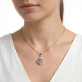 92.5 Silver Rose Gold-Plated Vintage Geometric Pendant with Chain Ivanah Silver