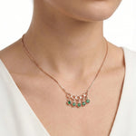 92.5 Silver Rose Gold Interlocking Emerald-Green Droplet Ivanah Silver