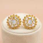 Gold-Plated 92.5 Silver Circular Sunburst Inlay Stud Ivanah Silver