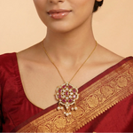 92.5 Gold Plated Silver Ruby Floral Pendant Ivanah Silver