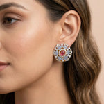 92.5 Gold-Plated Silver Pastel Floral Statement Studs Ivanah Silver