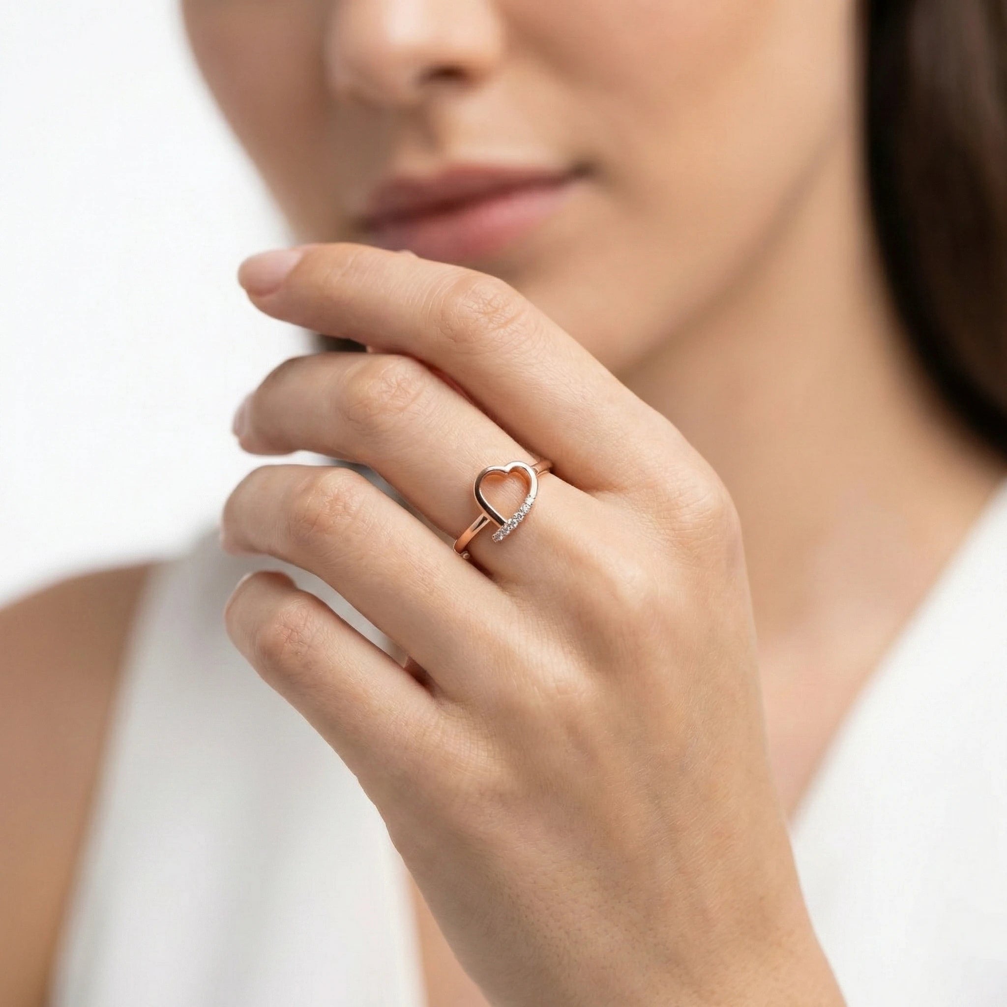 Asymmetrical Heart Ring | Rose Gold Plated Silver Ivanah Silver