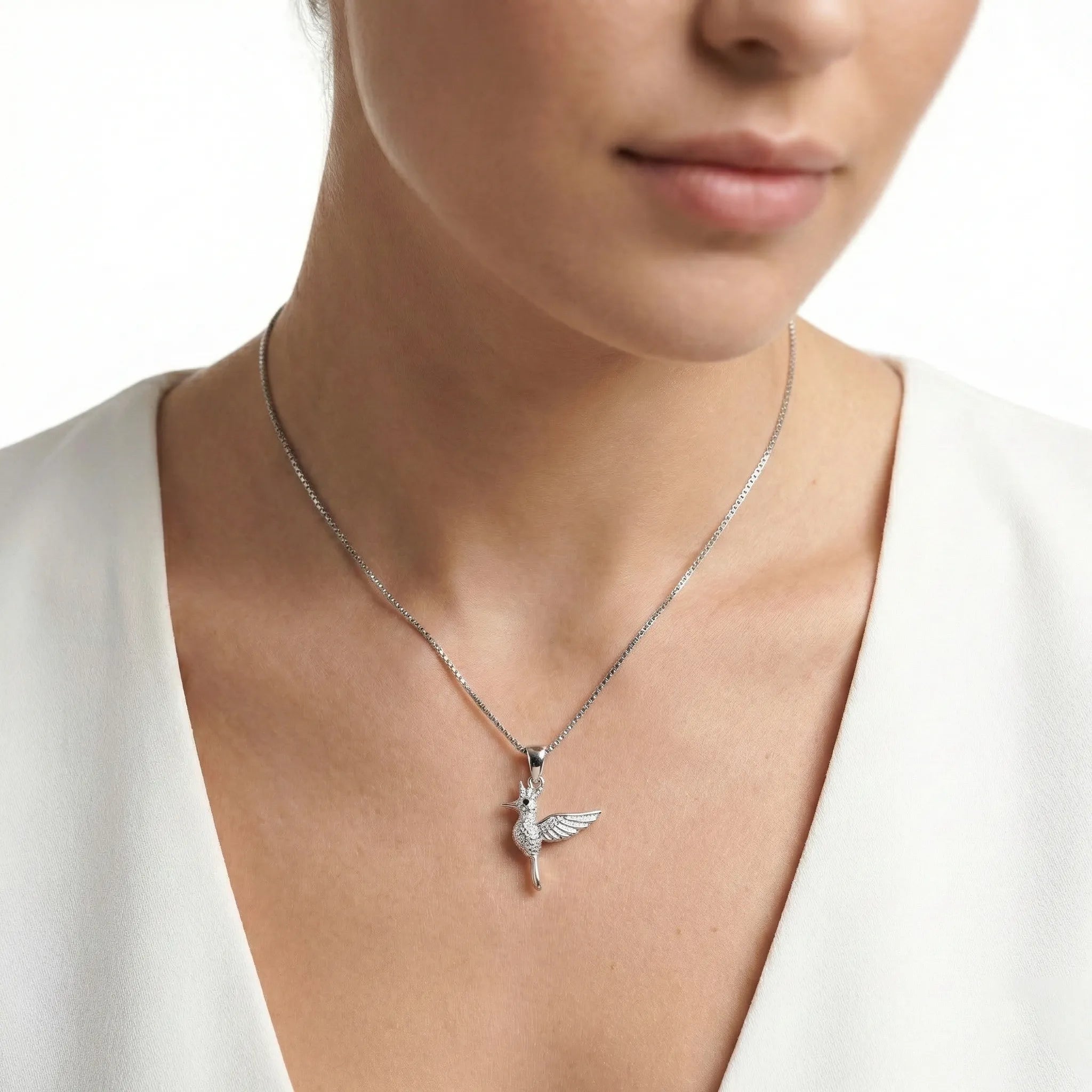 92.5 Silver Hummingbird Pendant with Chain Ivanah Silver