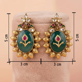 92.5 Silver Antique Green Oval Statement Stud Ivanah Silver