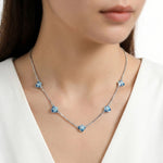 92.5 Rose Gold Blue Floral Station Charms Chain Ivanah Silver