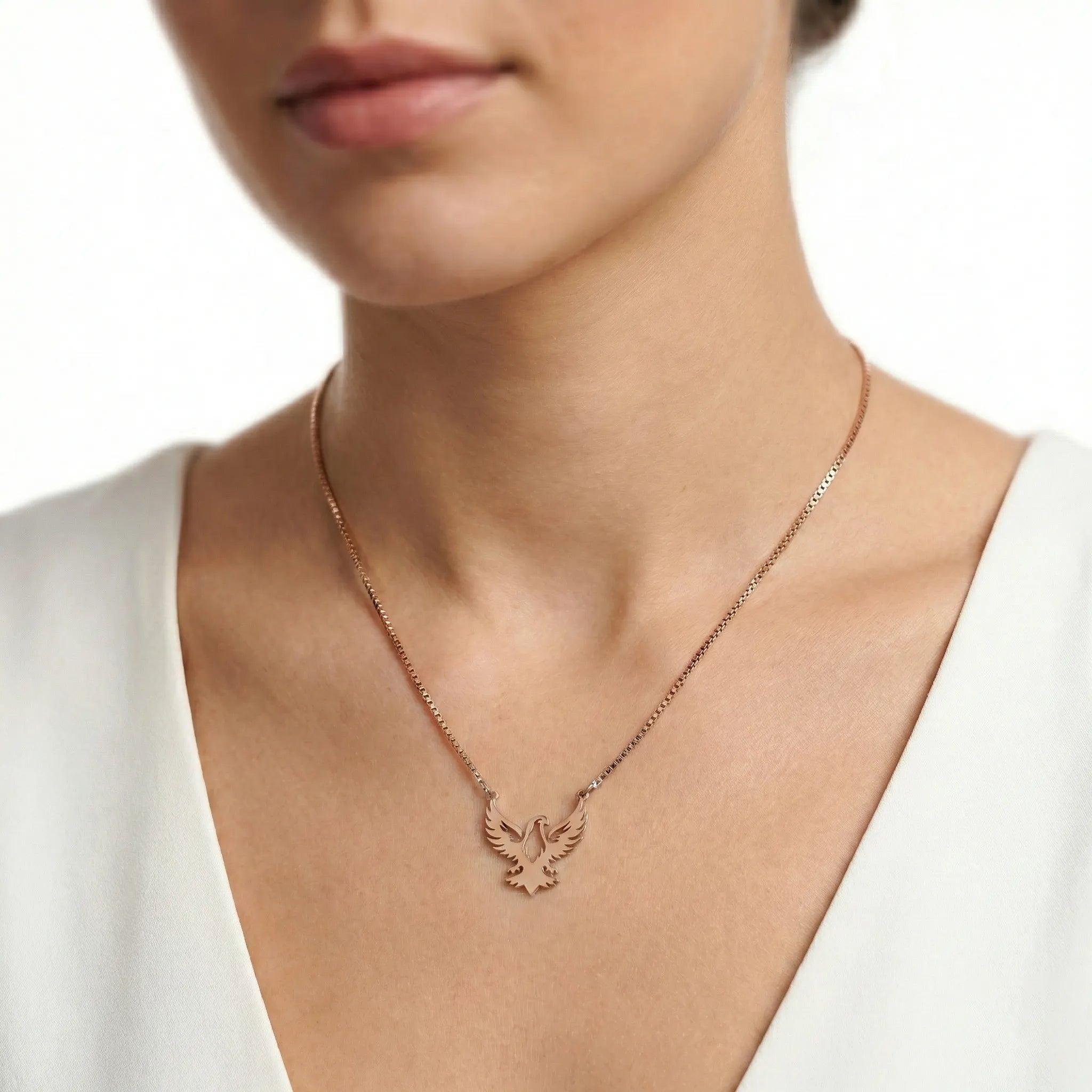 92.5 Silver Rose Gold Eagle Chain with Pendant Ivanah Silver
