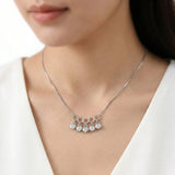 92.5 Silver Dangling Crystal Five-Circle Pendant with Chain Ivanah Silver