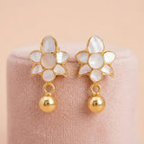 Gold-Plated 92.5 Silver Floral Drop Stud Ivanah Silver