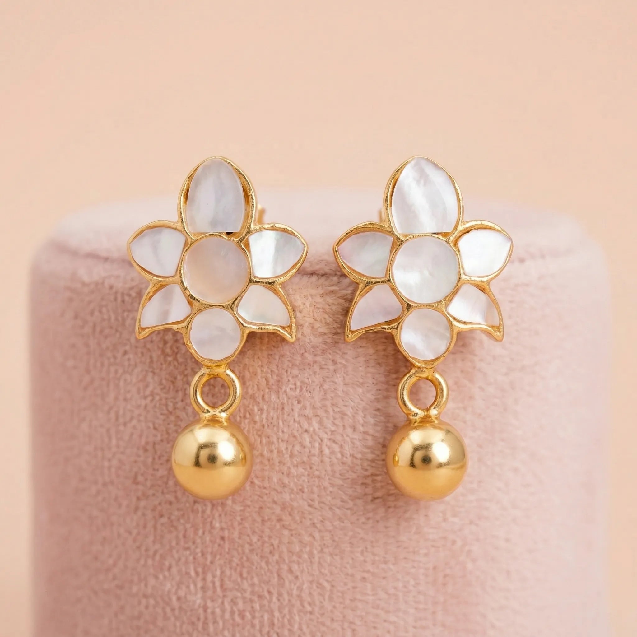 Gold-Plated 92.5 Silver Floral Drop Stud Ivanah Silver