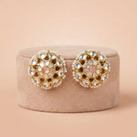 Gold-Plated 92.5 Silver Pearl & Kundan-Style Circular Stud Ivanah Silver